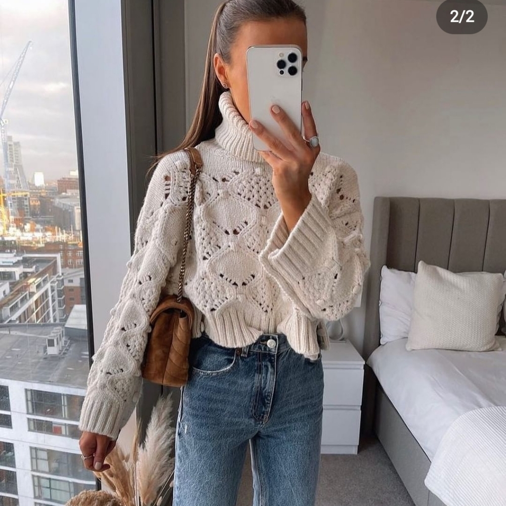 Zara Cable Knit Sweater With Buttons Bloggers Favorite - Picture 5 of 16